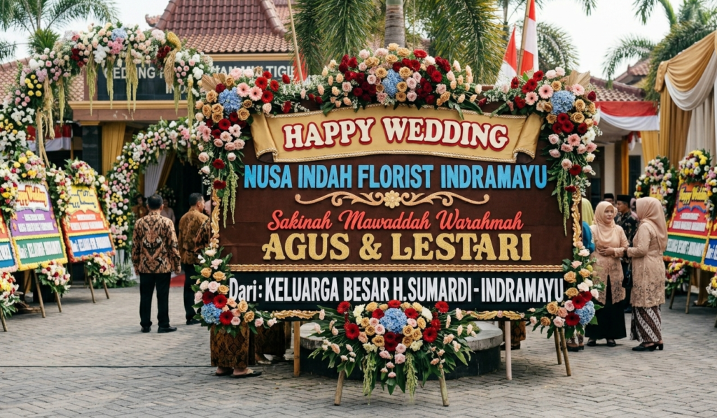 Karangan Bunga Papan Happy Wedding