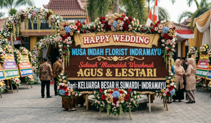 Karangan Bunga Papan Happy Wedding