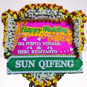 Karangan Bunga Papan Happy Wedding